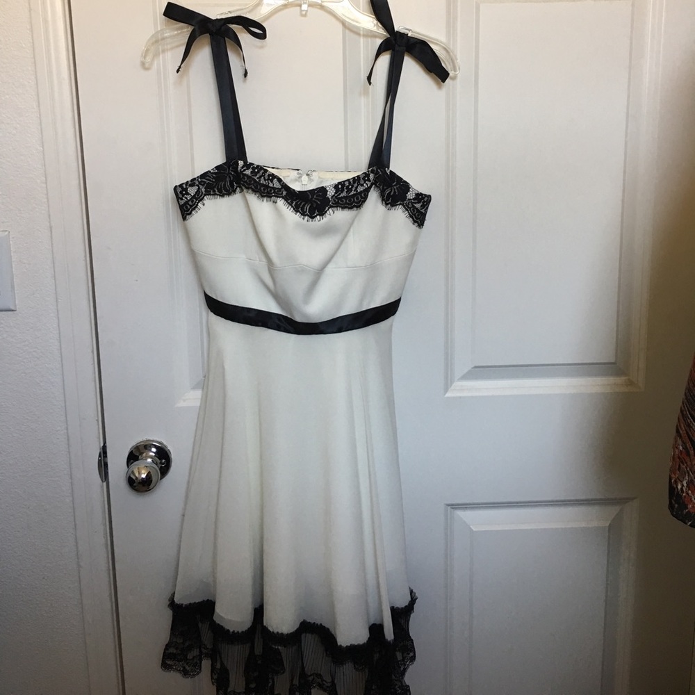 White and black lace formal dress