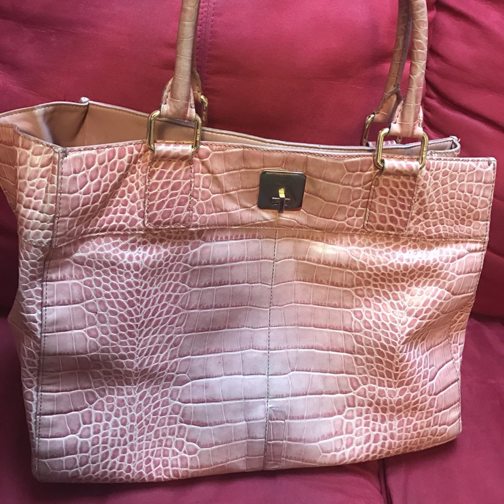 MCM Pink Crocodile Bag Tote Baby Laptop Vacation