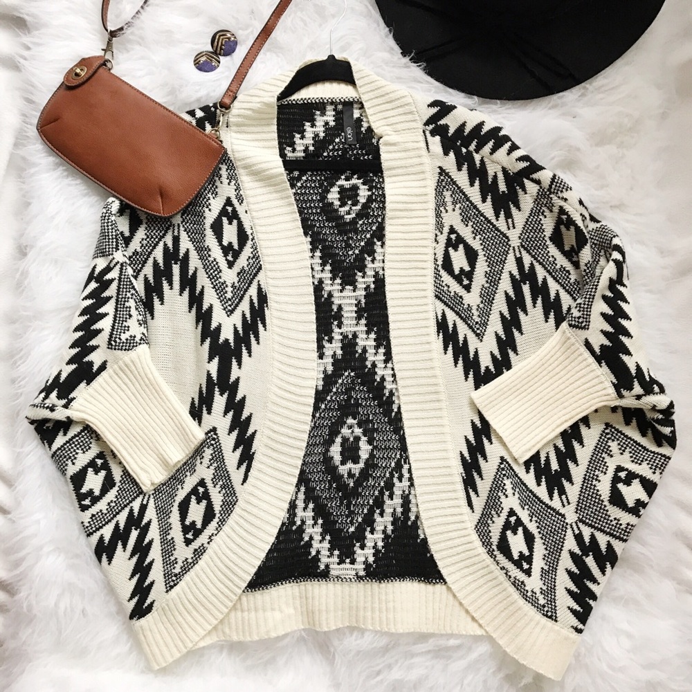 Cozy open knit tribal print sweater by Elan