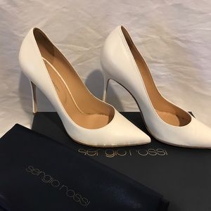 SERGIO ROSSI WHITE LEATHER STUNNING HEELS $615