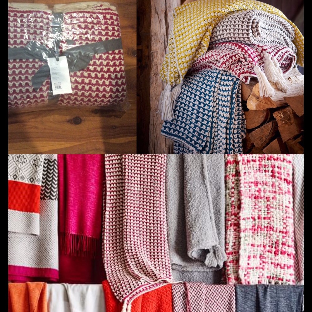 NWT West Elm Popcorn Knit Throw Blanket w/ Tassel