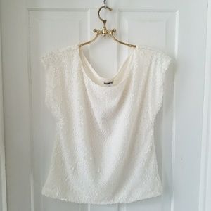 Express white sequined top