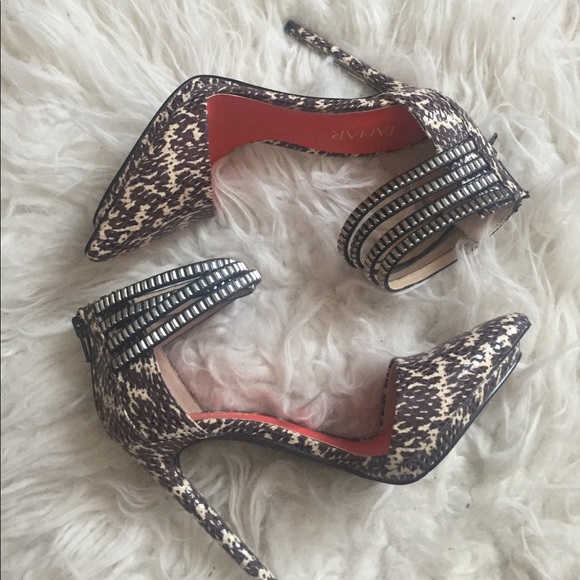 tamar Shoes - Studded Ankle Strap Printed Pumps