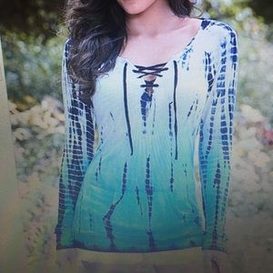 Tie dye lace up top