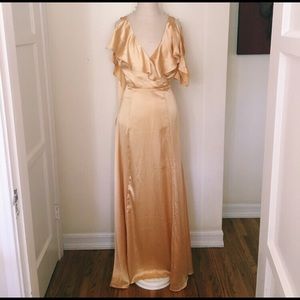 Ruffle Maxi Dress, Gold/Yellow