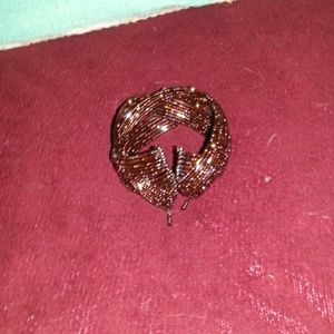 Bronze beaded wide flex bracelet