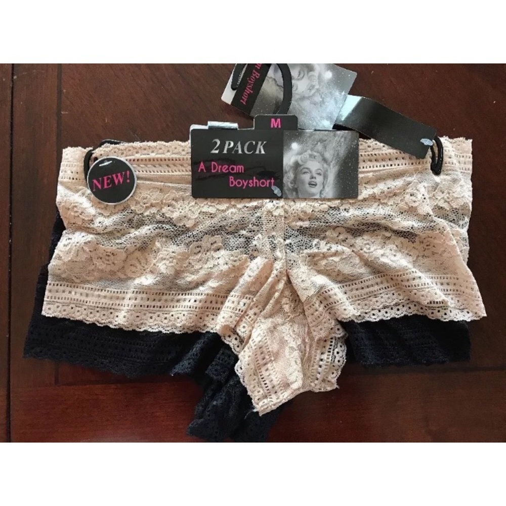 Women A Dream Boyshort Floral Lace  Black/ Nude