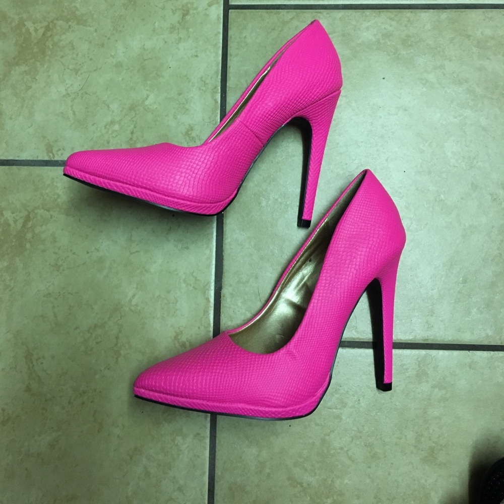 Neon pink heels