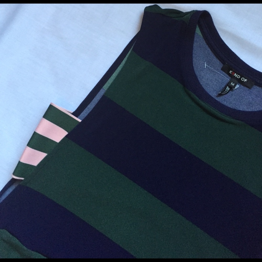 Sleeveless striped drop shoulder dress