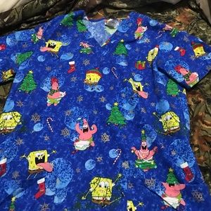 SpongeBob Christmas Scrub Top