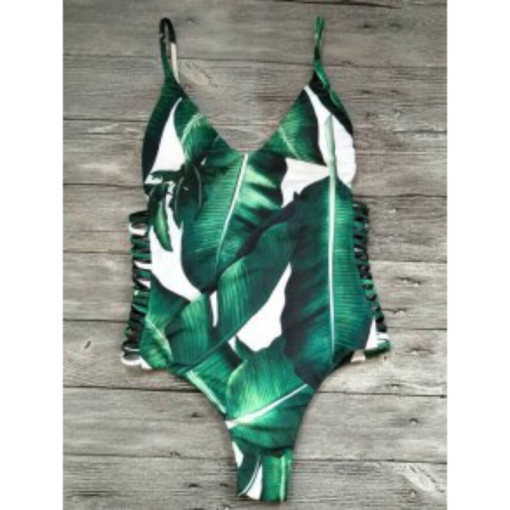 Cut Out Palm Tree One-Piece Swimsuit