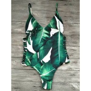 Cut Out Palm Tree One-Piece Swimsuit