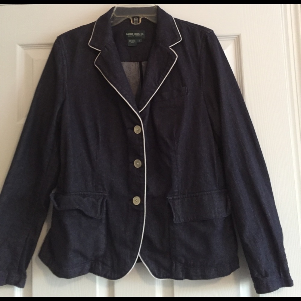 Ralph Lauren Jean Denim Blazer Jacket Long Sleeve
