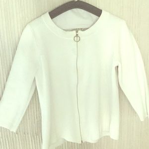 White Orvis zip three quarter sleeves heavy cotton