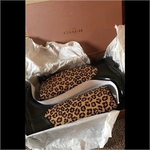 Super cute! Brand new COACH leopard rain boots!