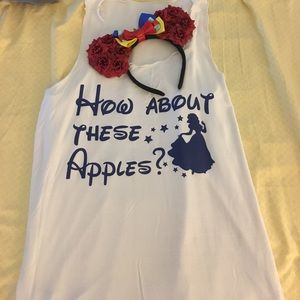 Custom made Snow White Minnie Mouse ears and tank