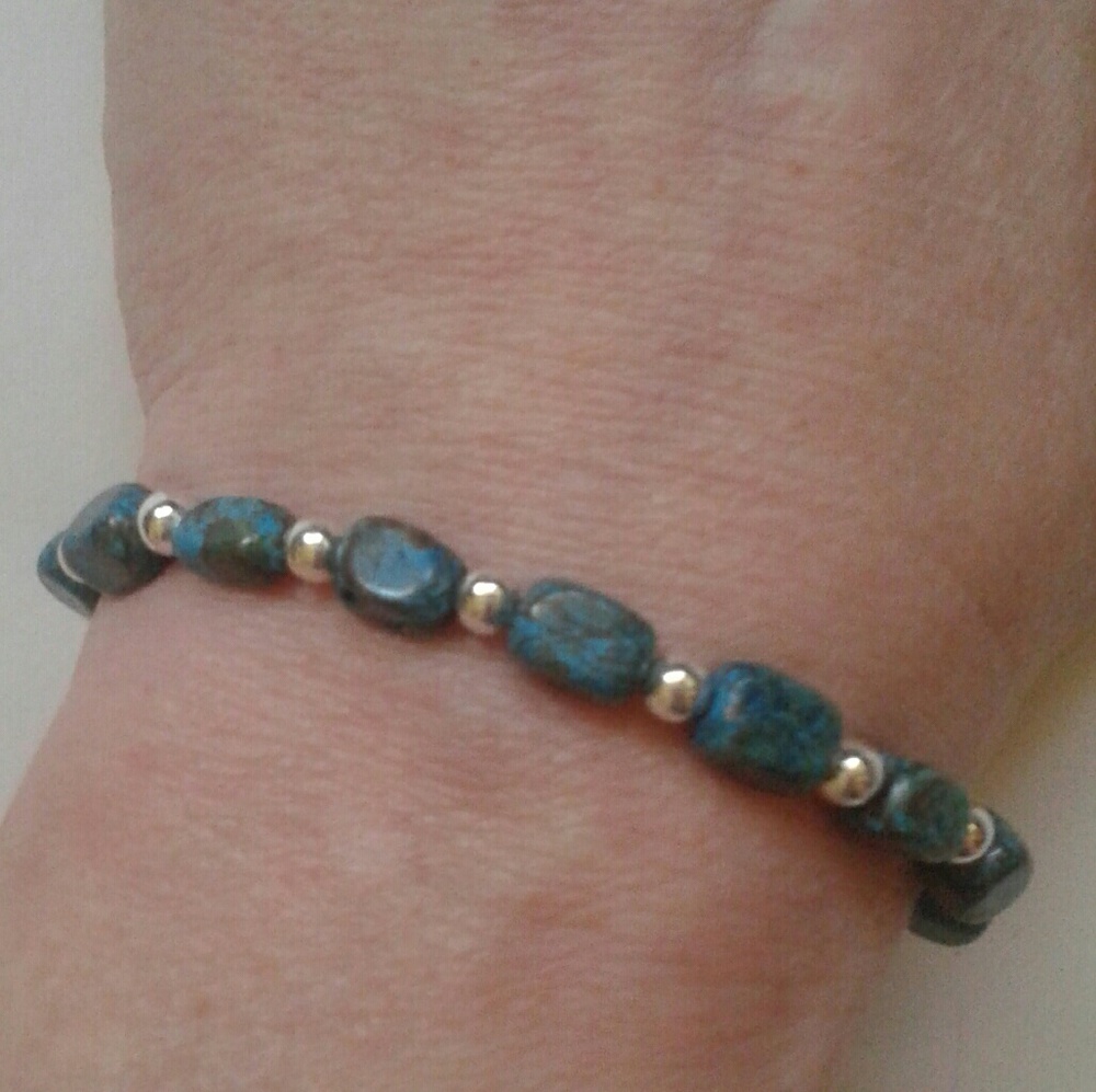 New One of a Kind **HC by Elle J. Designs Turquoise 925S/Rhodium Plated Br