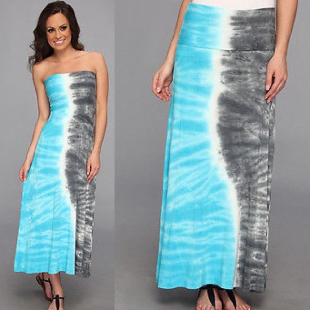 Lucky Brand Cyan & Gray Tie Dye Tube Dress/Skirt