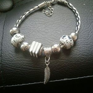 Black n white charm bracelet european