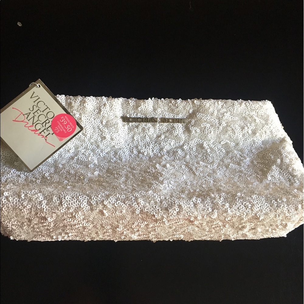 Victoria Secret White Sequin Make-up Bag.