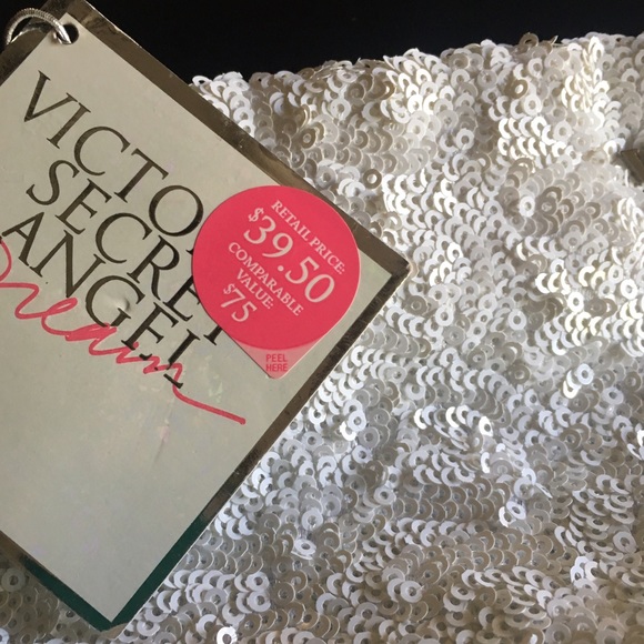 Victoria Secret White Sequin Make-up Bag. - Picture 2 of 4