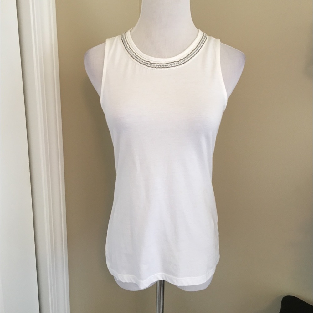 NWT, Banana Republic, Beaded White Sleeveless Top!
