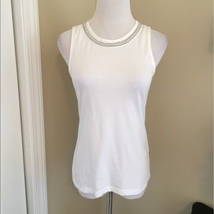 NWT, Banana Republic, Beaded White Sleeveless Top!