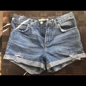 High waisted jean shorts