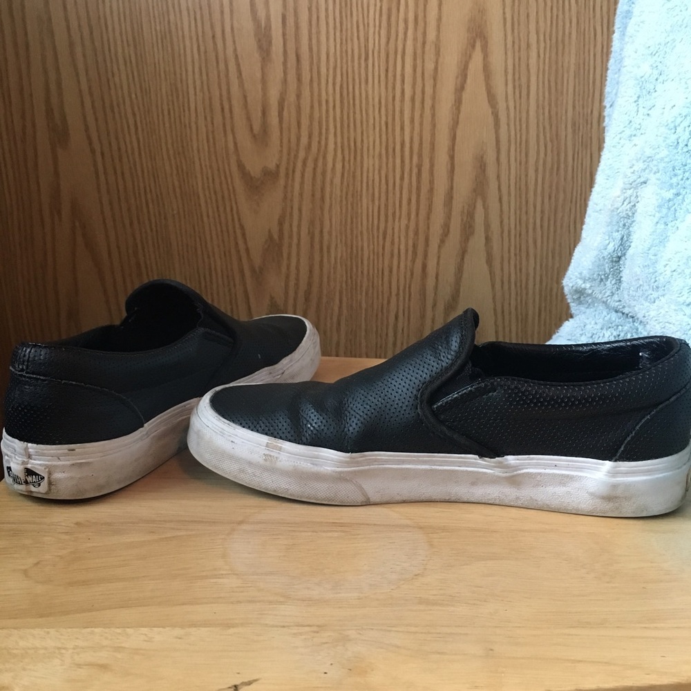 Black Perf leather slip-on vans
