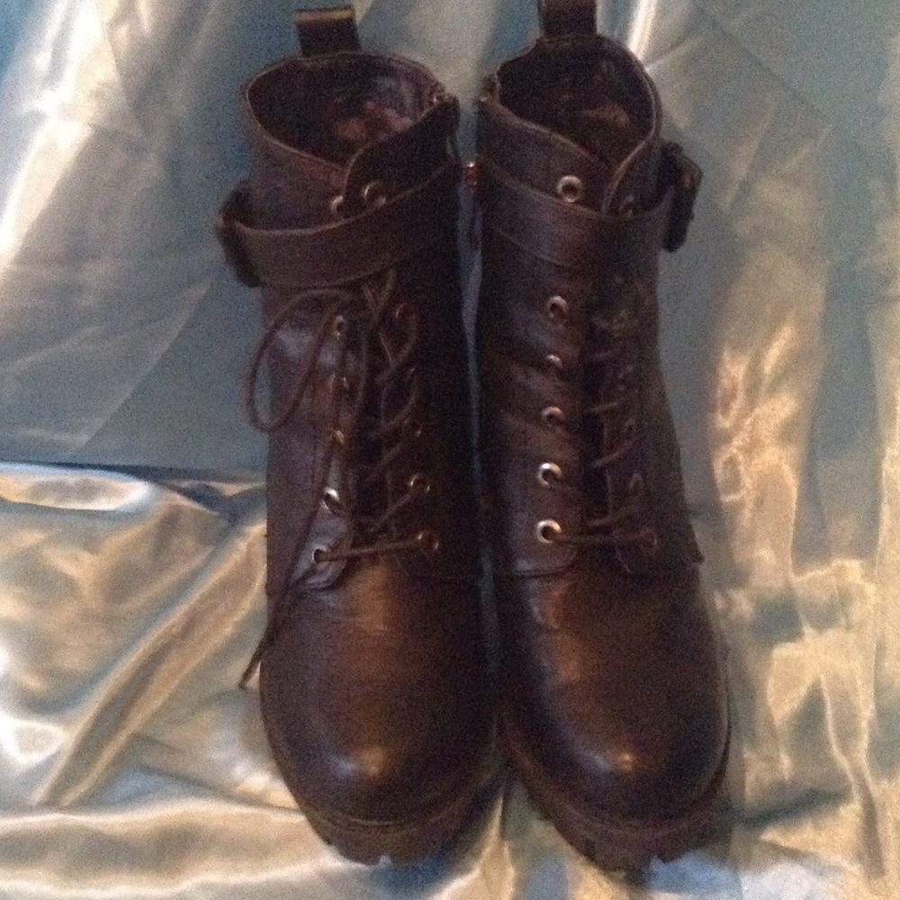 Heeled Combat Booties - Picture 1 of 2