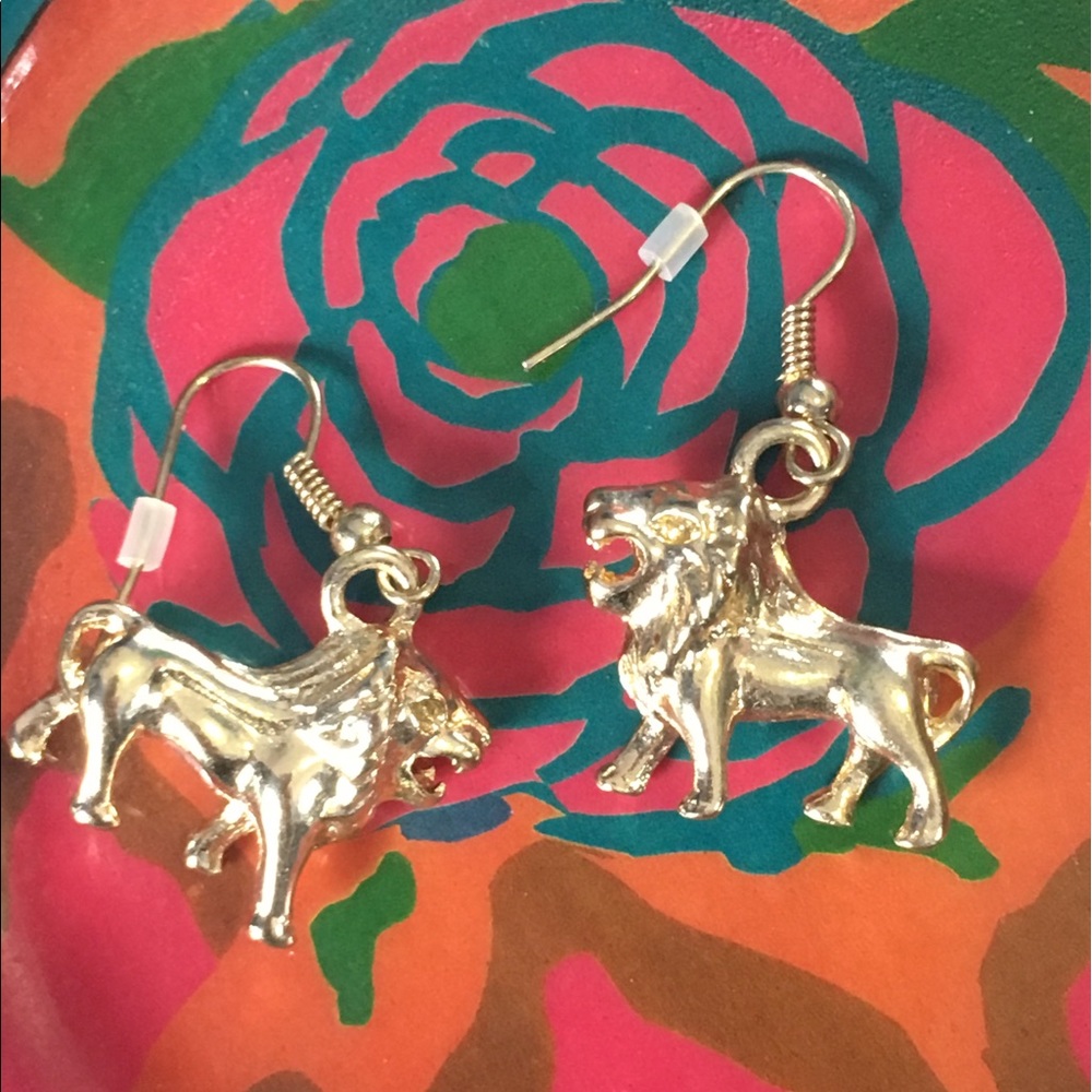 Gold Lion Earrings