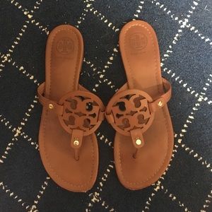 Tory Burch brown leather Miller sandals