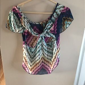 Colorful open back shirt!