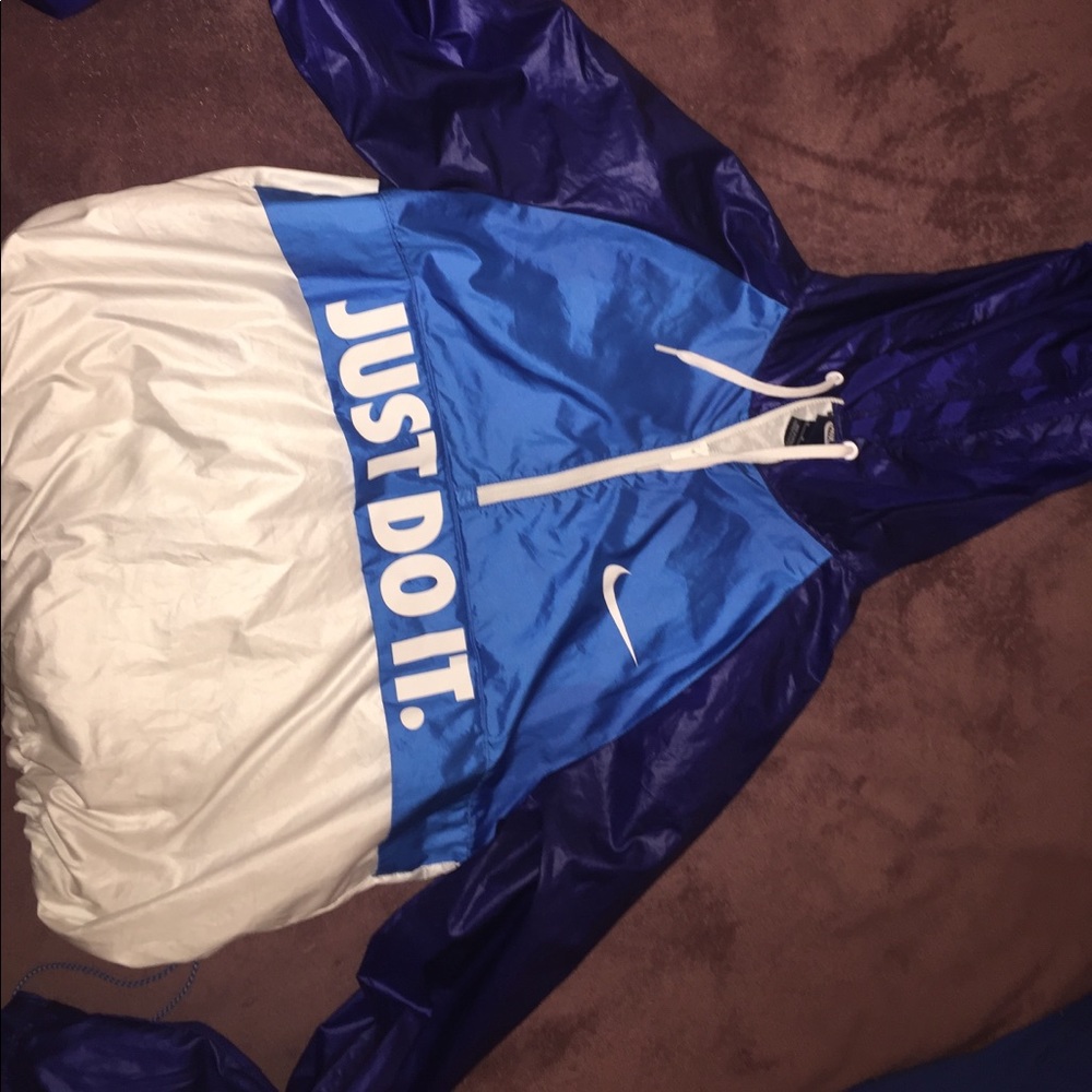 Nike Blue and White Windbreaker