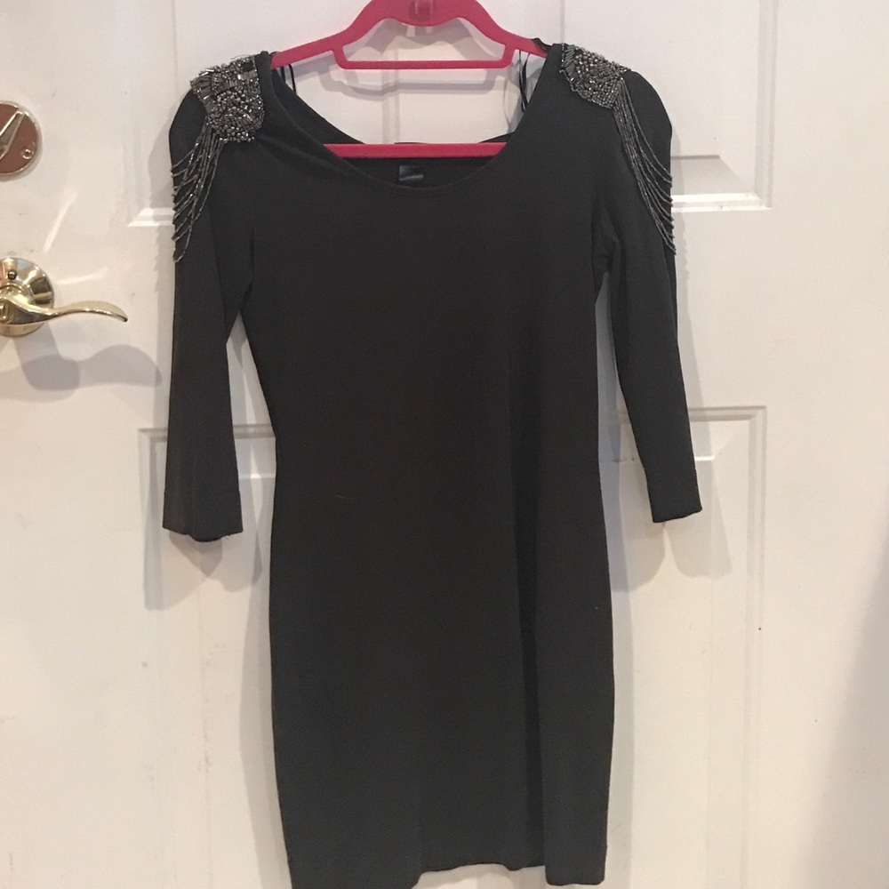 H&M Sequin Shoulder Body Con Dress