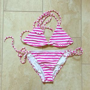 Victoria Secret Pink & White Striped Bikini