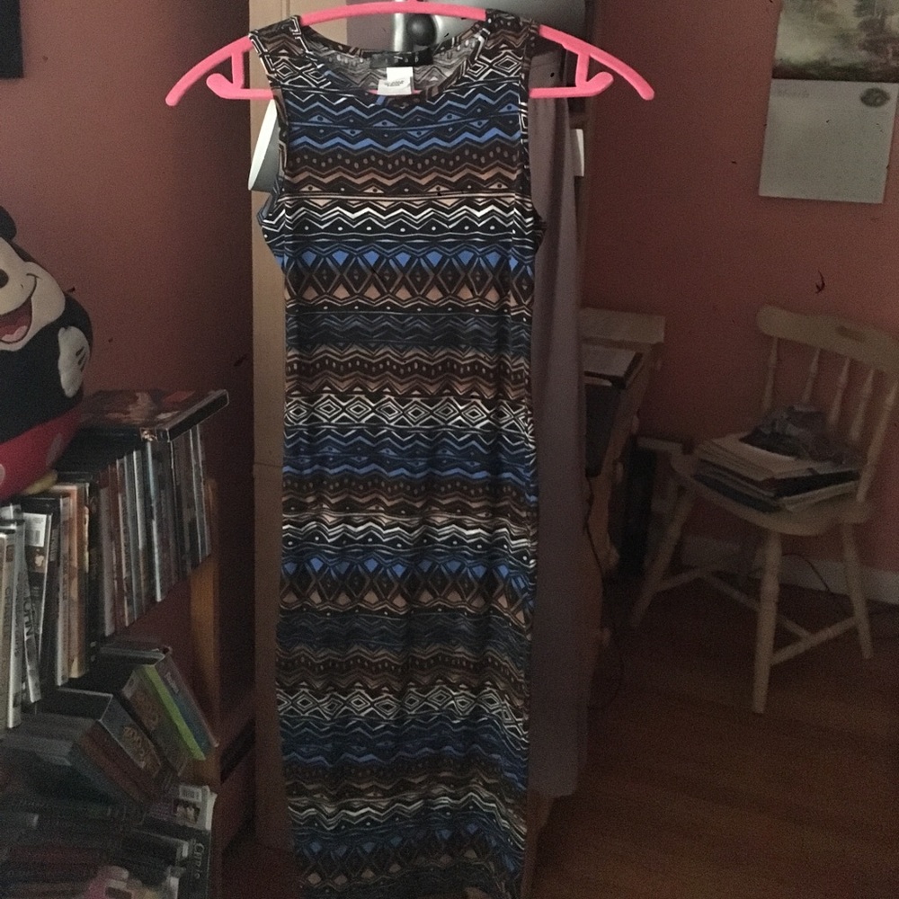 Aztec print blue and black dress ! Never worn!