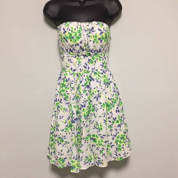Neon floral Strapless mini dress - Picture 3 of 5