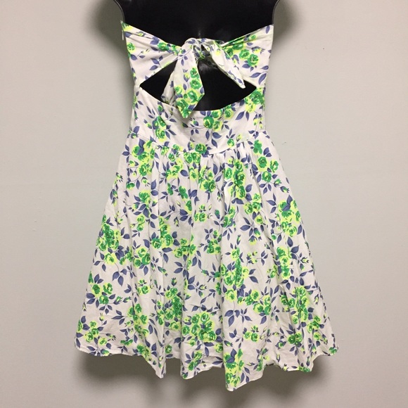 Neon floral Strapless mini dress - Picture 5 of 5