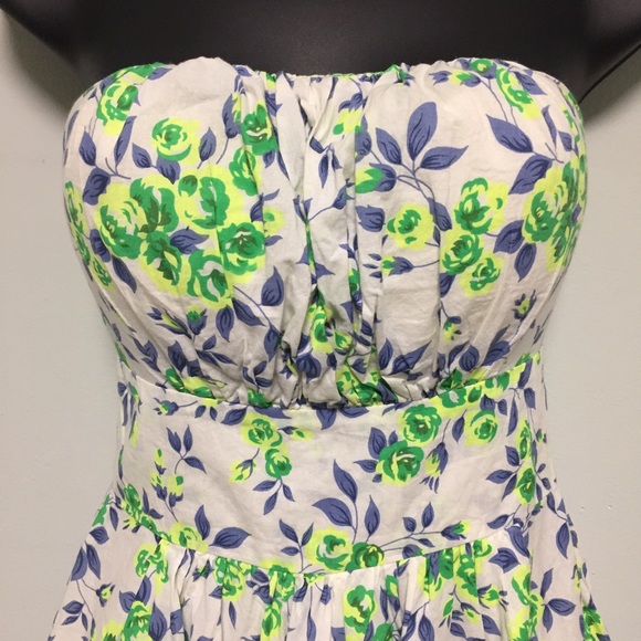 Neon floral Strapless mini dress - Picture 4 of 5