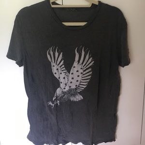long dark grey graphic tee