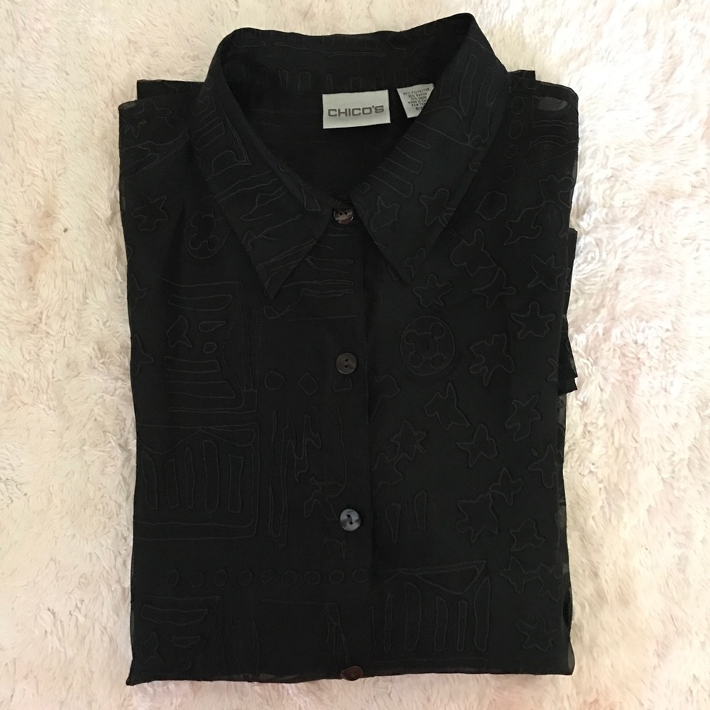 Chico's Beautiful Sheer Black Shirt