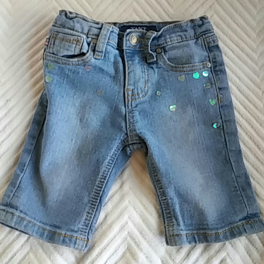 Toddler Girls Denim Jean Shorts with sequences