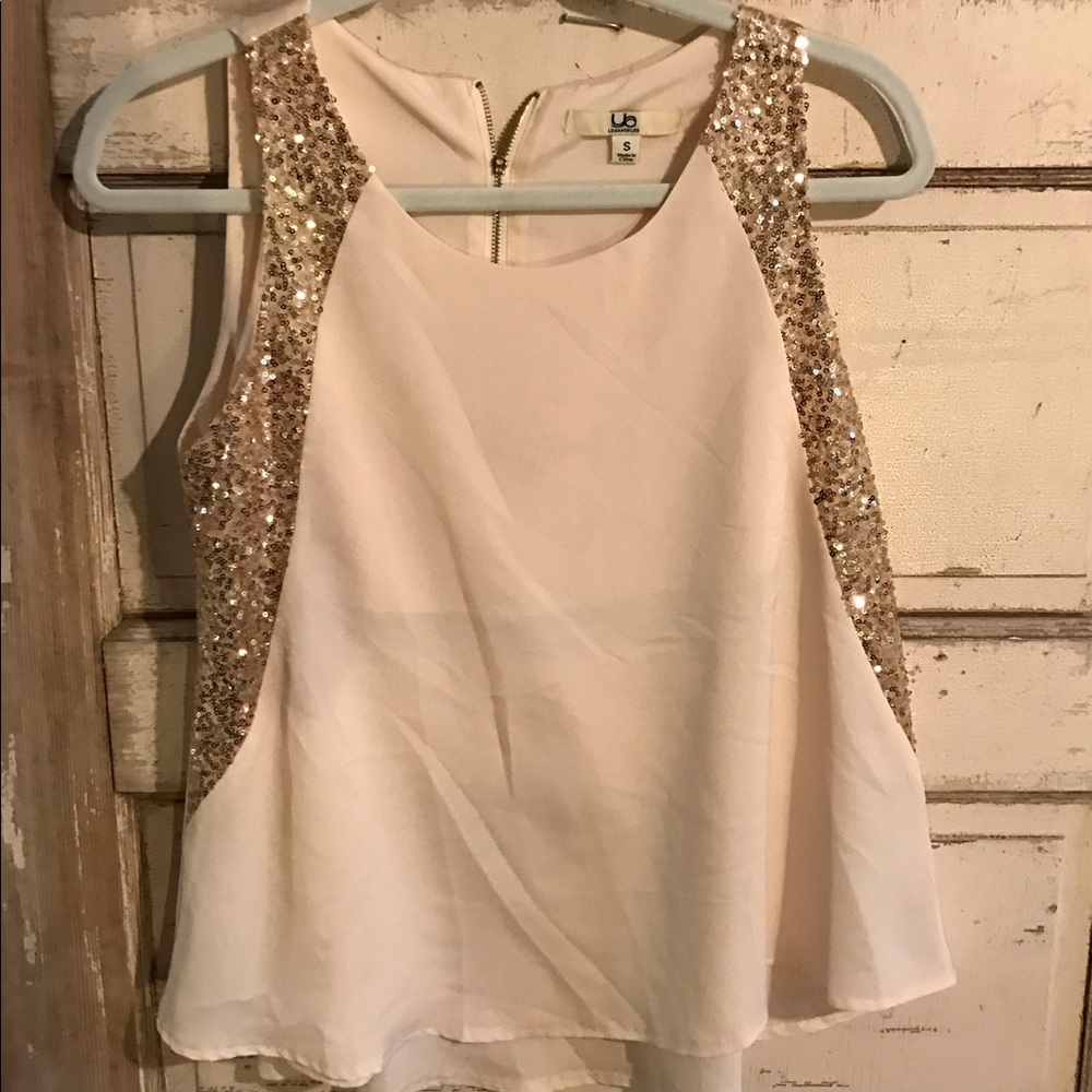 Ya Los Angeles Chiffon Tank with Gold Sequins