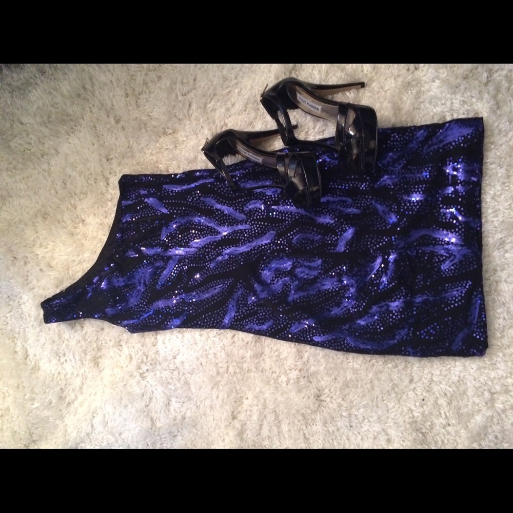 Purple sequin mini one shoulder dress
