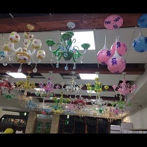 Hand painted cartoon glass chandelier