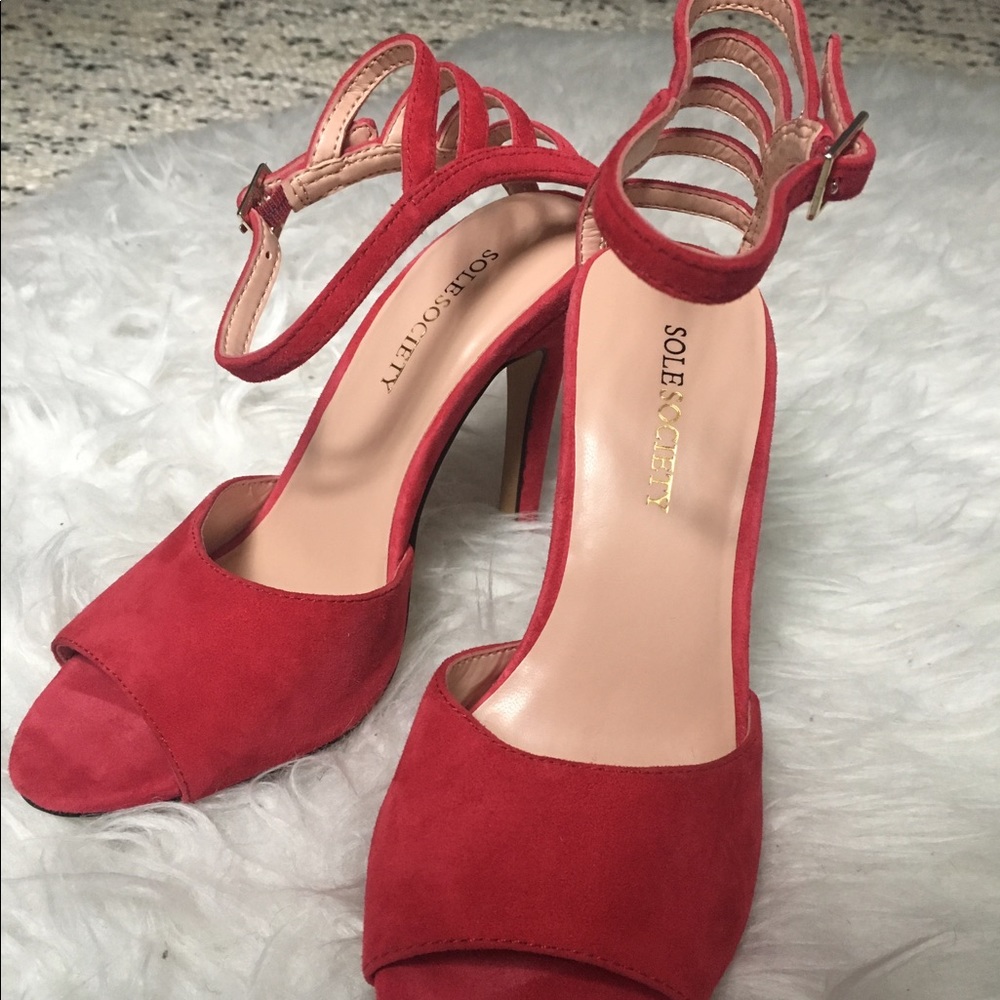 Sole society red suede heels
