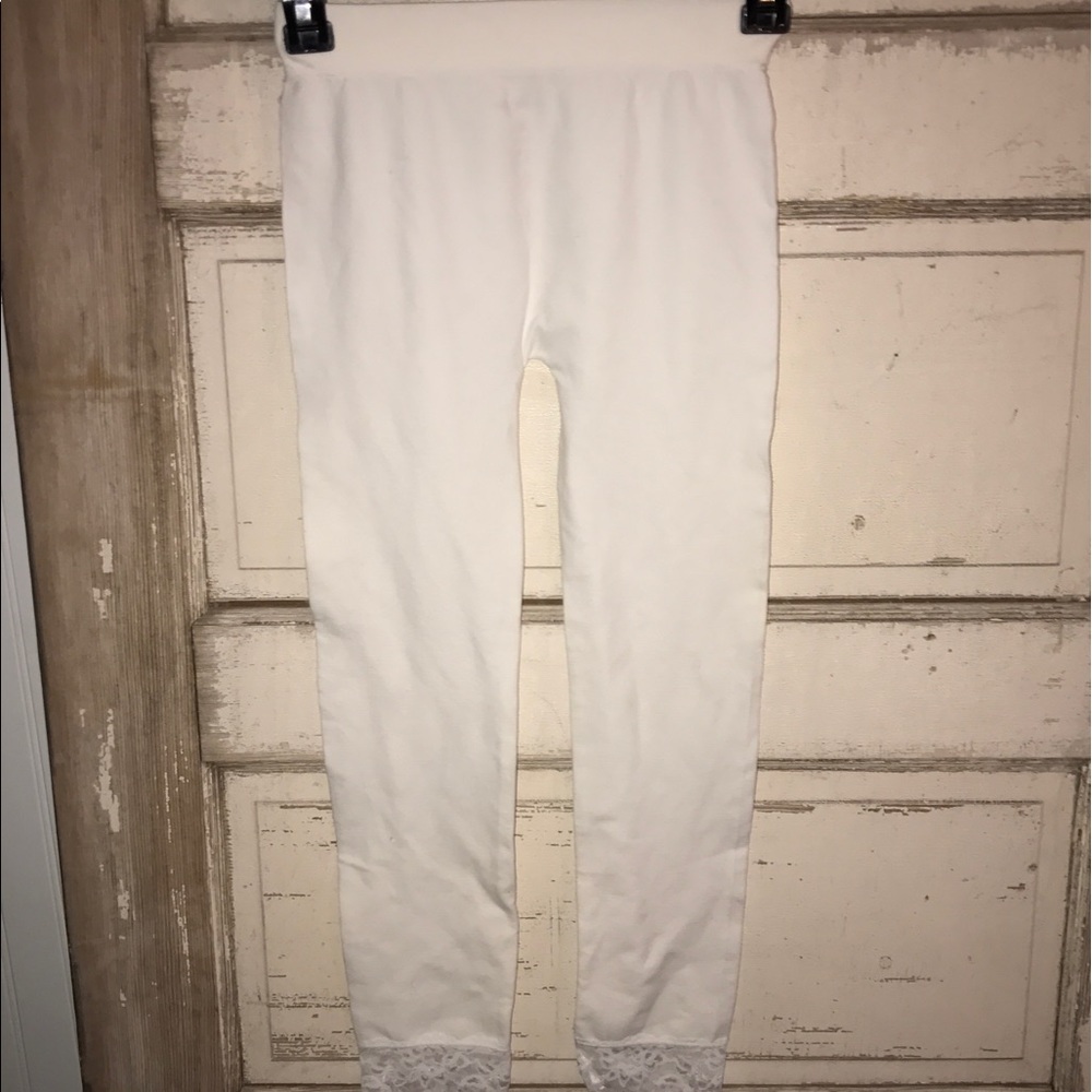 White Leggings with Lace Detail