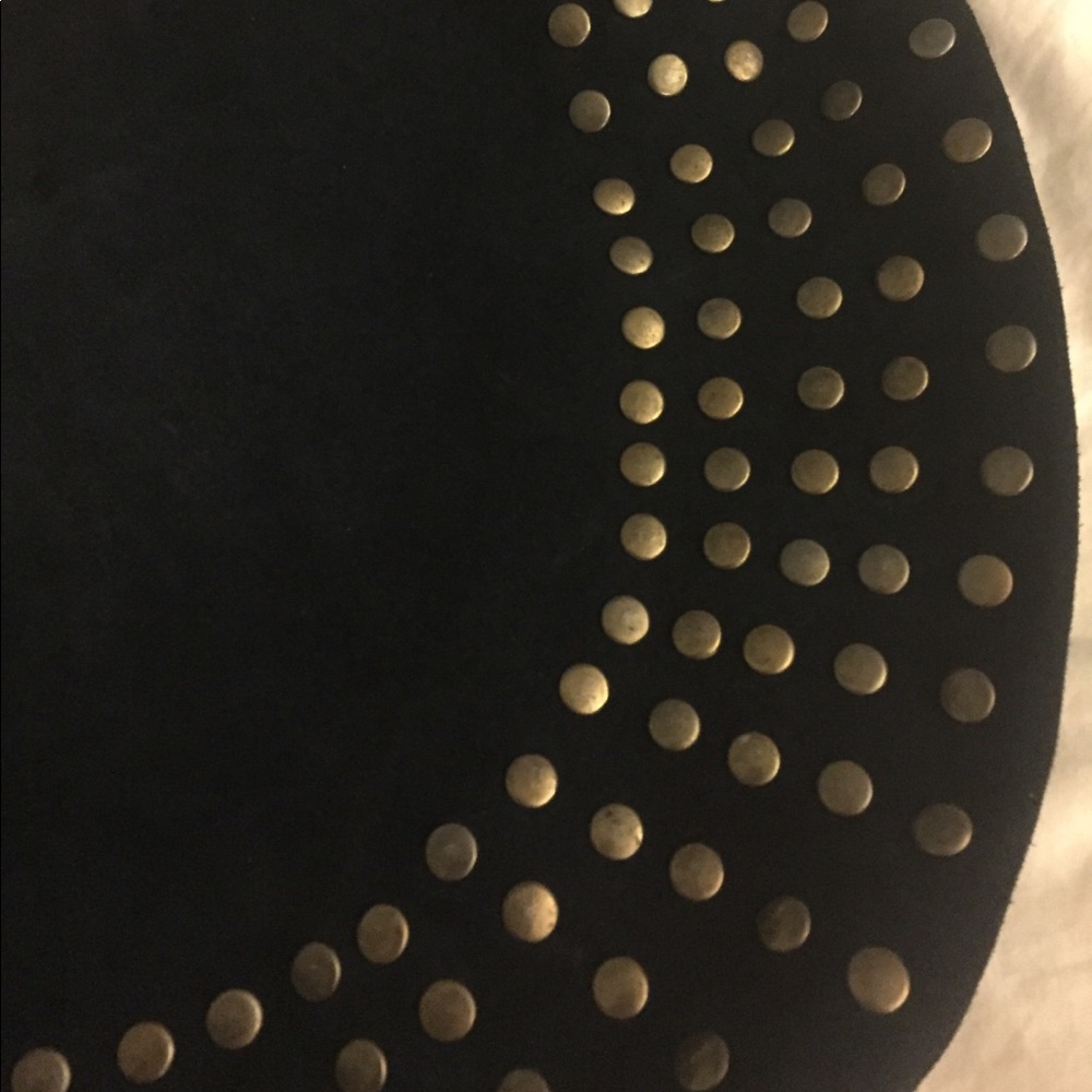 Dark blue suede bag with metal embellishment - Picture 2 of 3