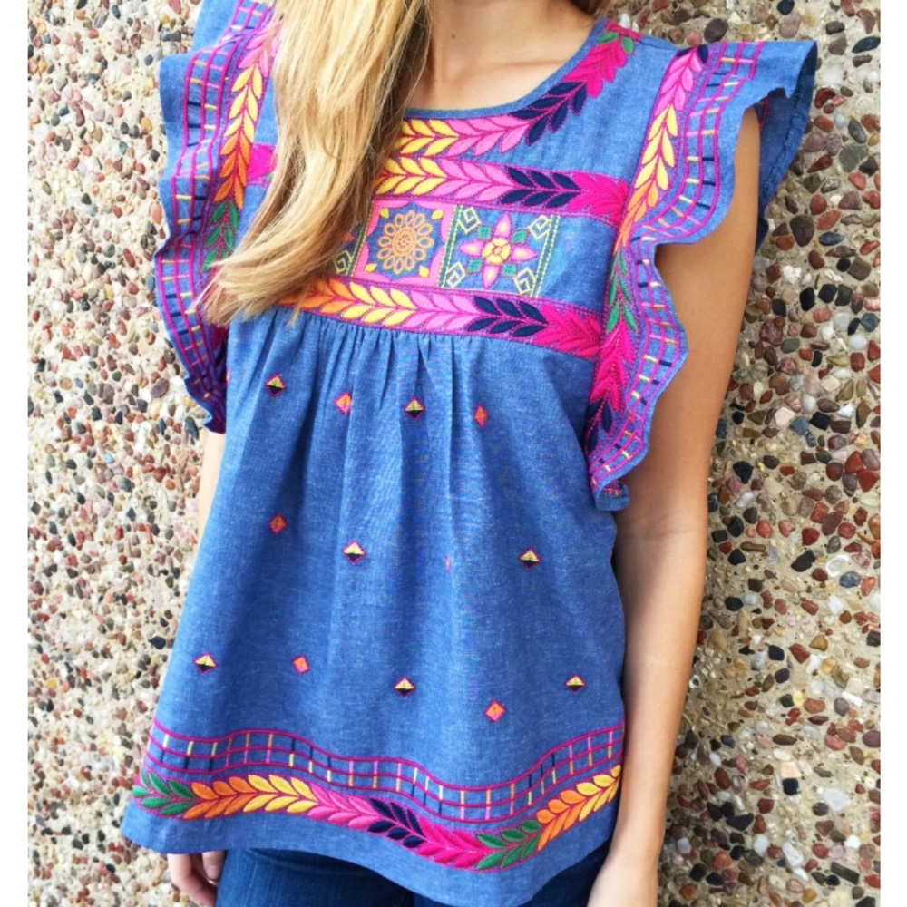 Ark & Co embroidered top